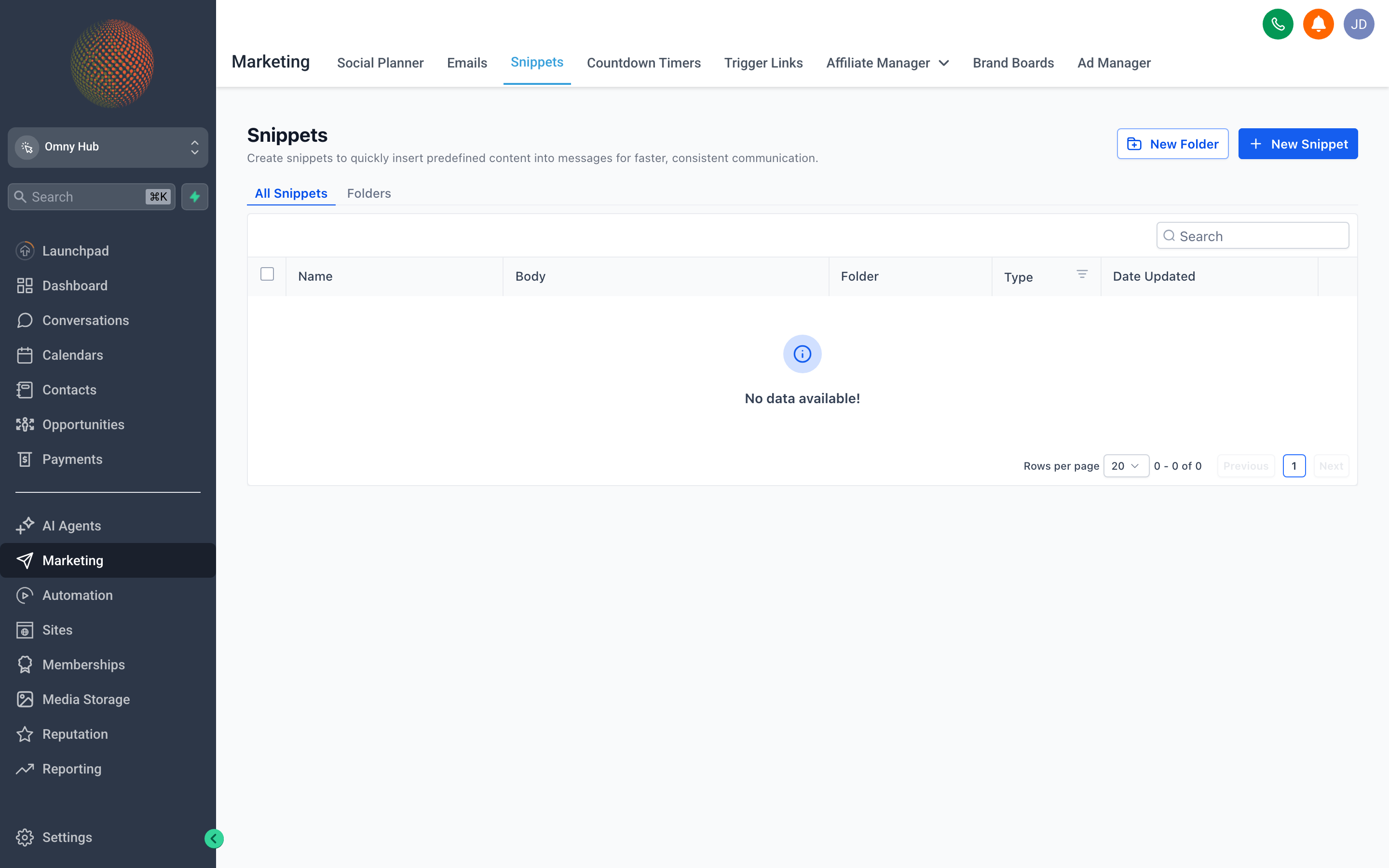 The Templates library showing email and SMS template thumbnails with names, last-modified dates, and preview buttons